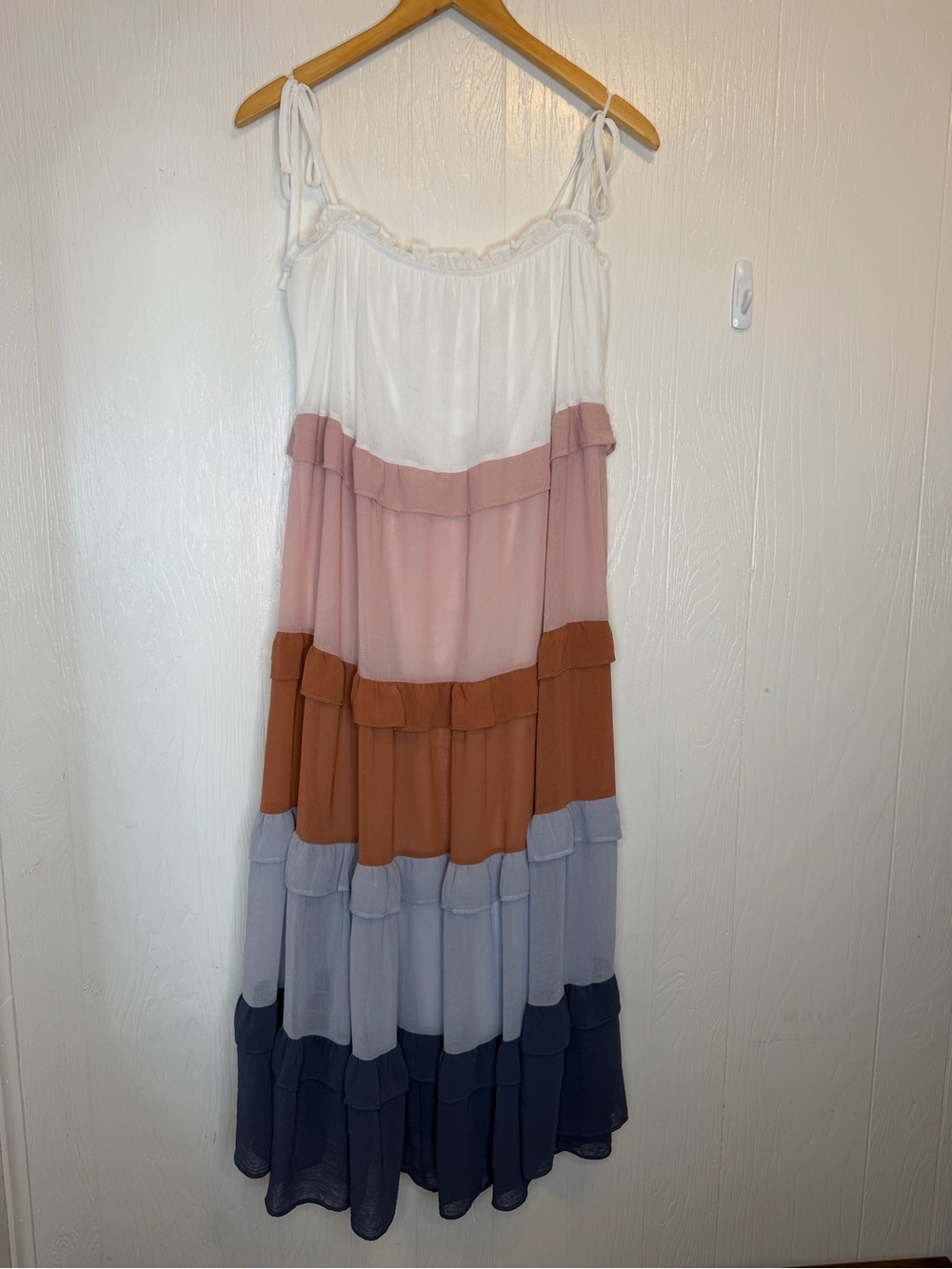 She + Sky Tiered Colorblock Maxi Dress L